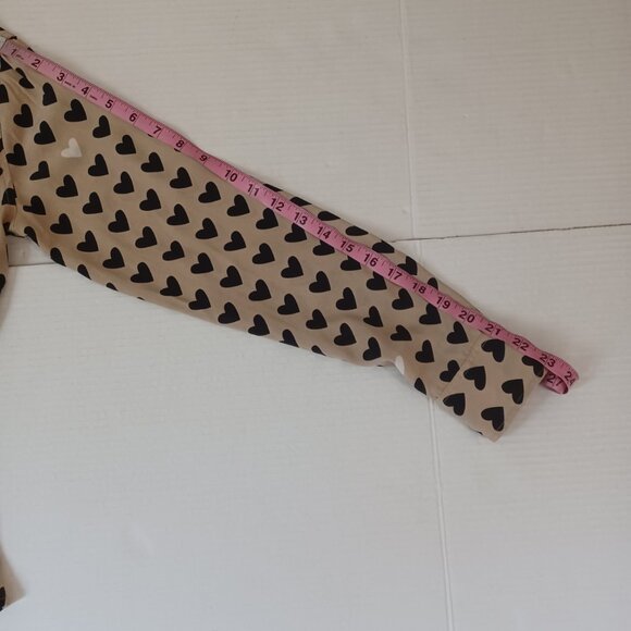 C.WONDER 100% SILK HEART PRINT BUTTON UP SHIRT  BLOUSE - Picture 6 of 10